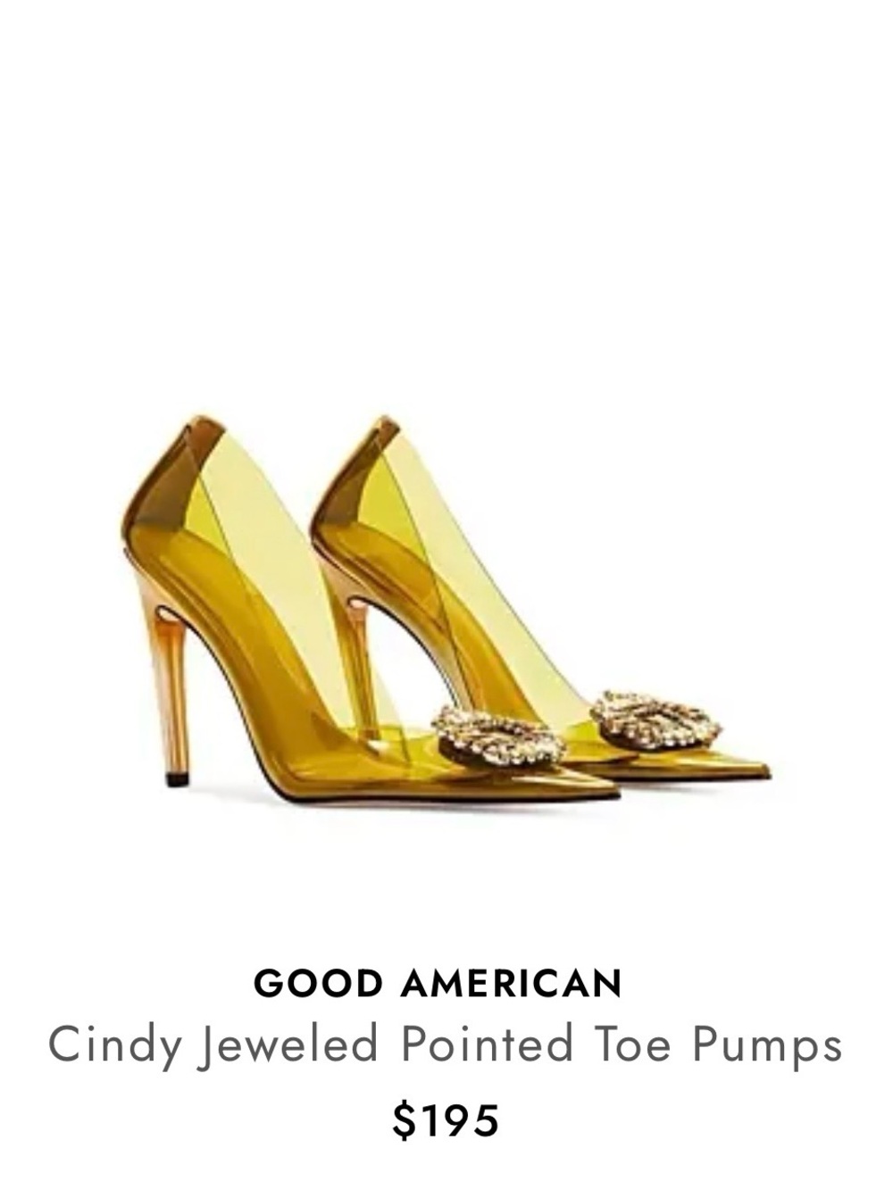 Good American Yellow Jeweled Pointed-Toe Pumps